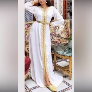 Moroccan kaftan with gold belt